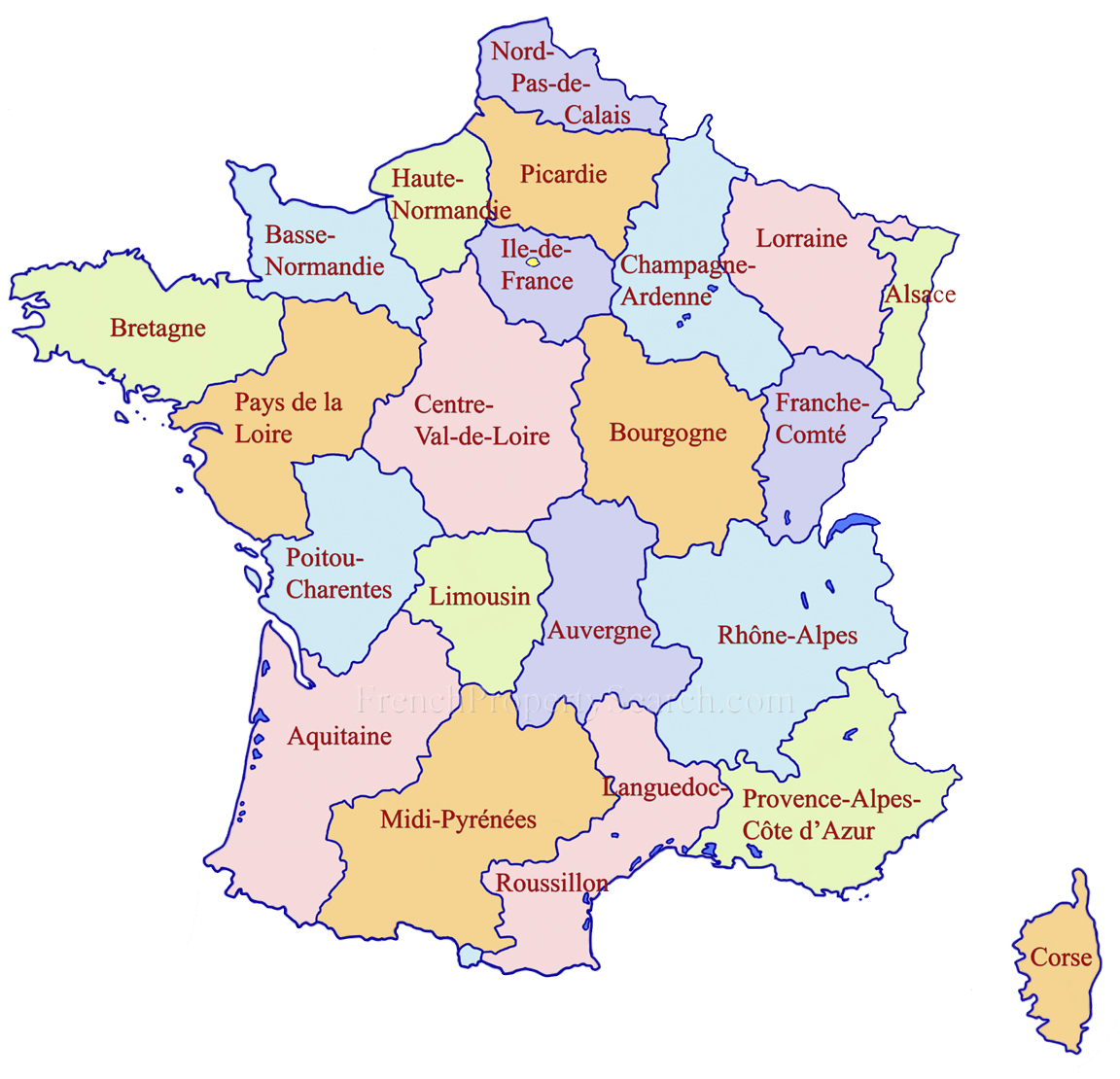 regions of france map